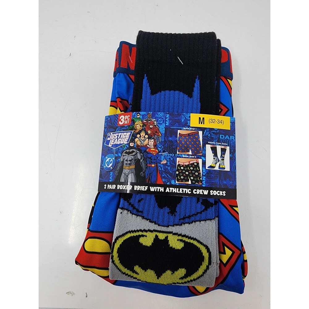 DC Comics Mens Justice League Boxer Briefs Socks Gift Set Multicolor Size Medium